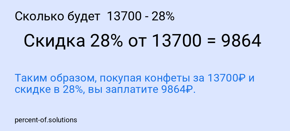 Сколько будет  13700 - 28%