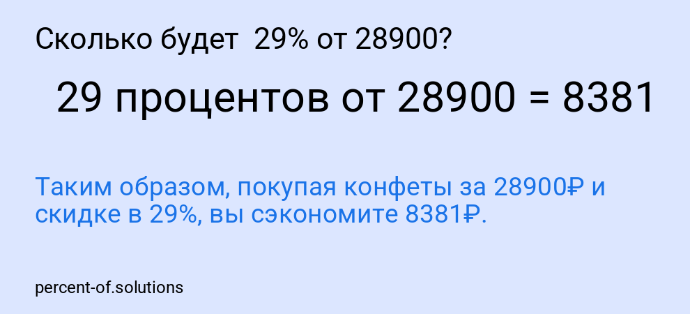 Сколько будет  29% от 28900?