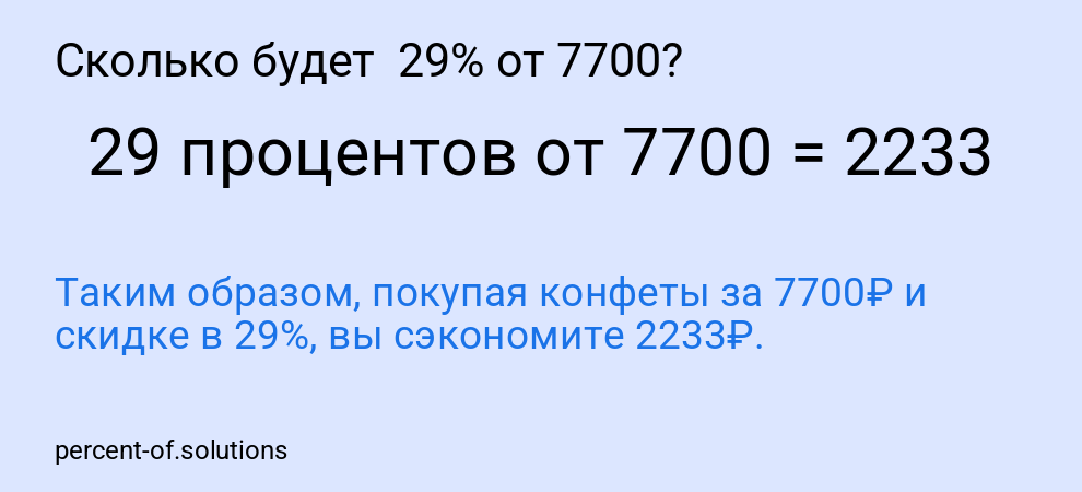 Сколько будет 29% от 7700?
