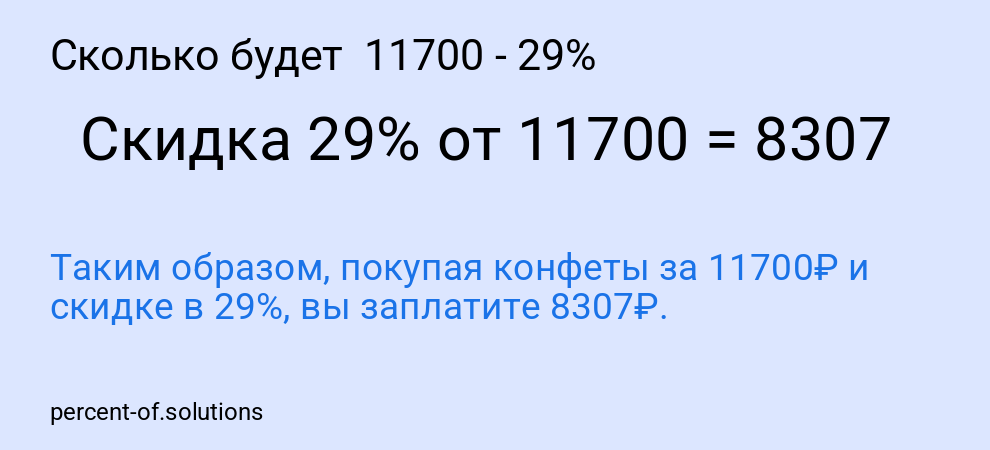 Сколько будет 11700 - 29%