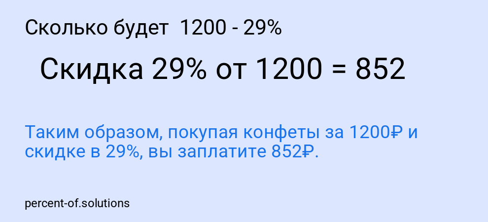 Сколько будет 1200 - 29%