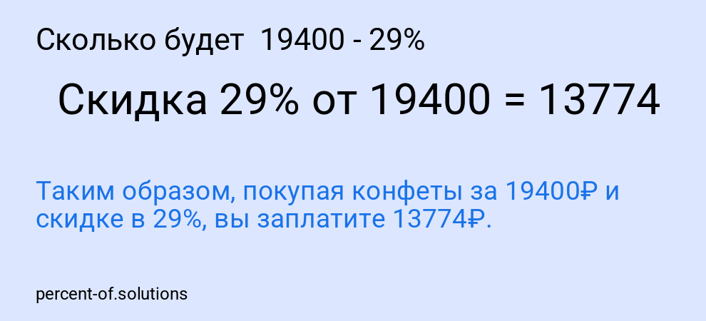 Сколько будет 19400 - 29%