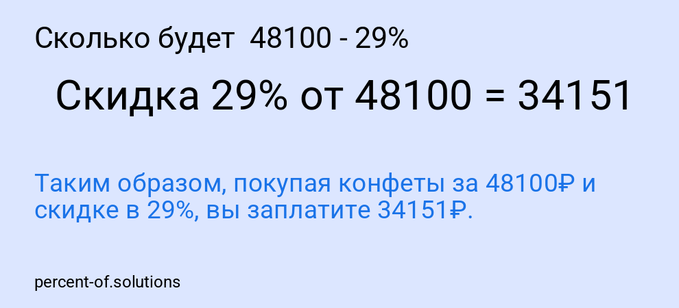 Сколько будет  48100 - 29%