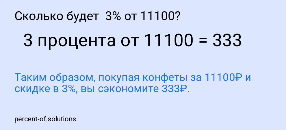 Сколько будет  3% от 11100?