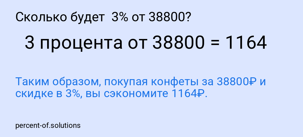 Сколько будет  3% от 38800?