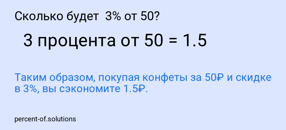 Сколько будет  3% от 50?