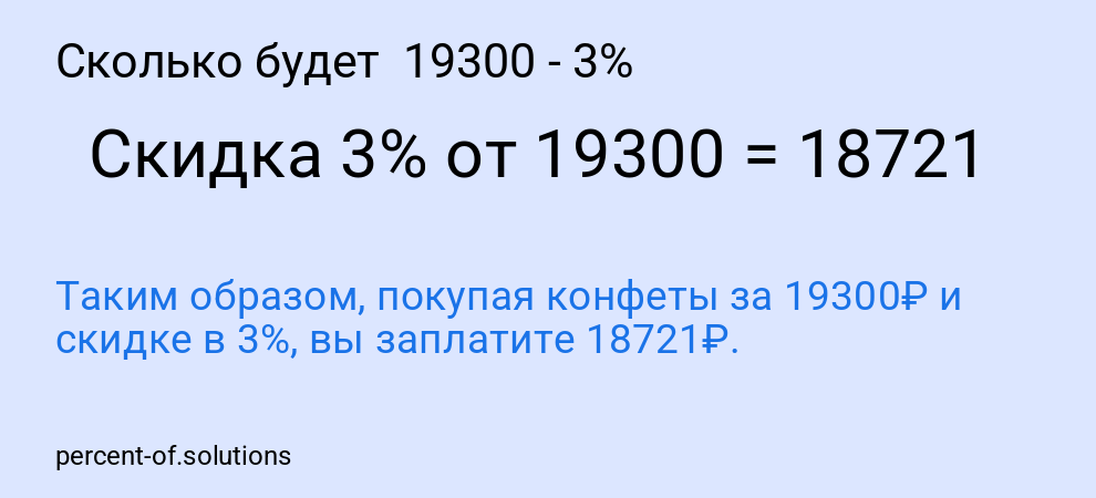 Сколько будет 19300 - 3%