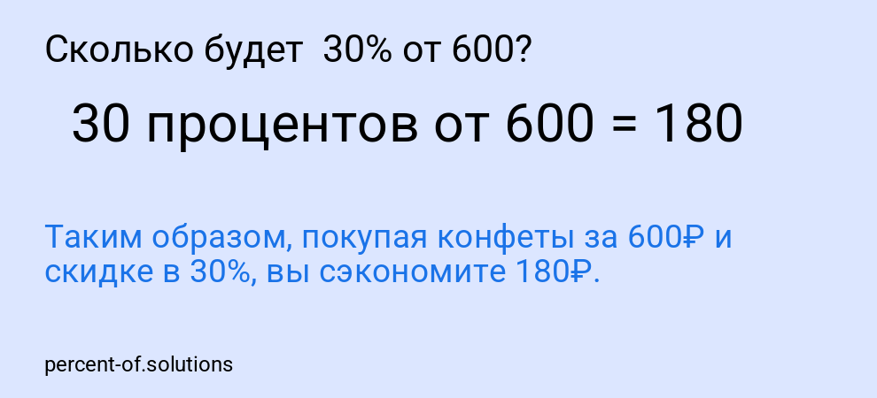 Сколько будет  30% от 600?