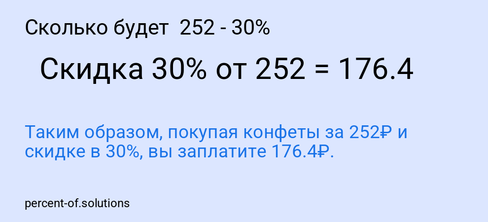 Сколько будет  252 - 30%