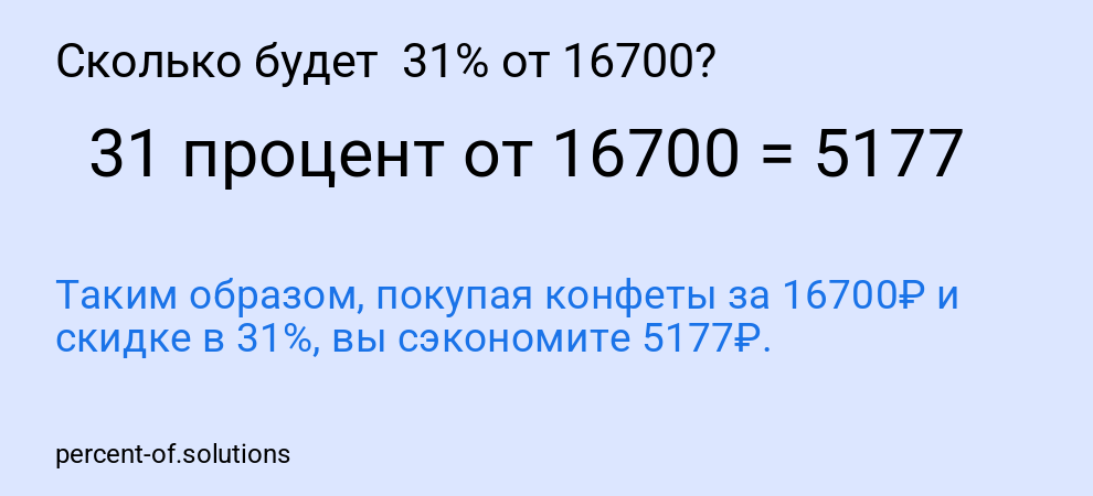 Сколько будет  31% от 16700?