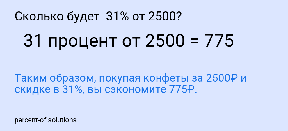 Сколько будет  31% от 2500?