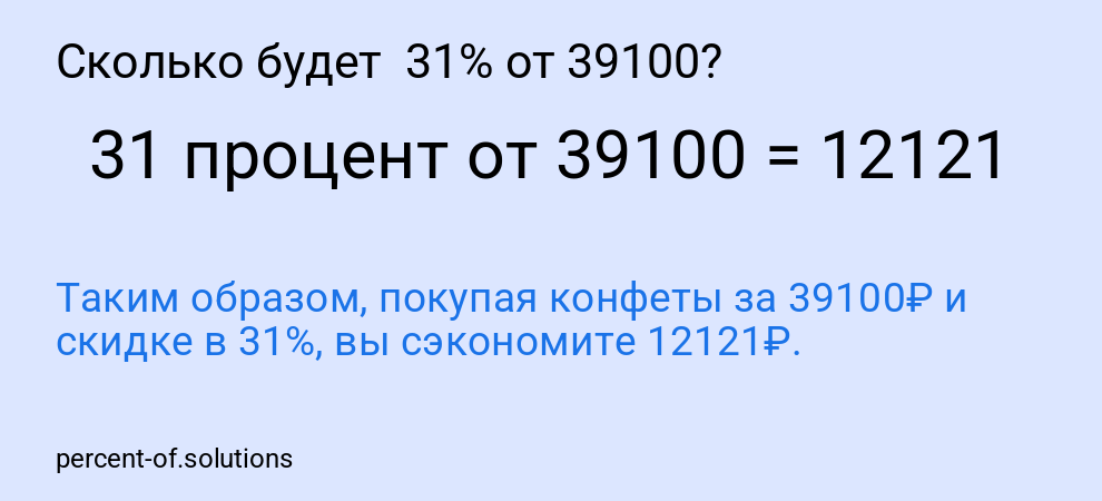 Сколько будет  31% от 39100?