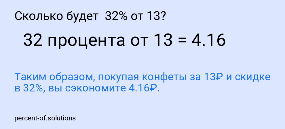 Сколько будет  32% от 13?