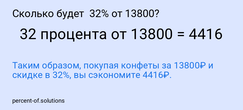 Сколько будет  32% от 13800?