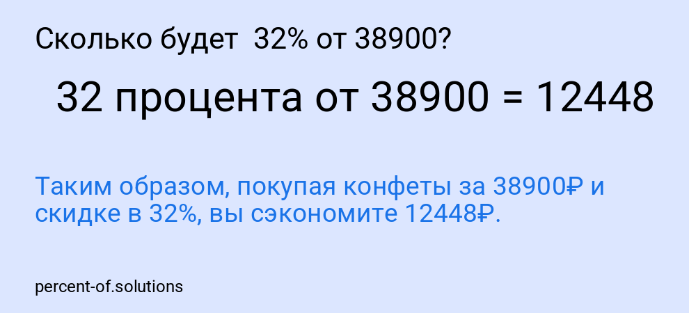 Сколько будет  32% от 38900?