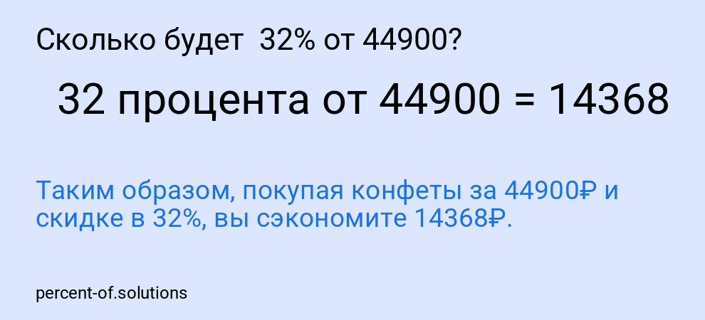 Сколько будет  32% от 44900?