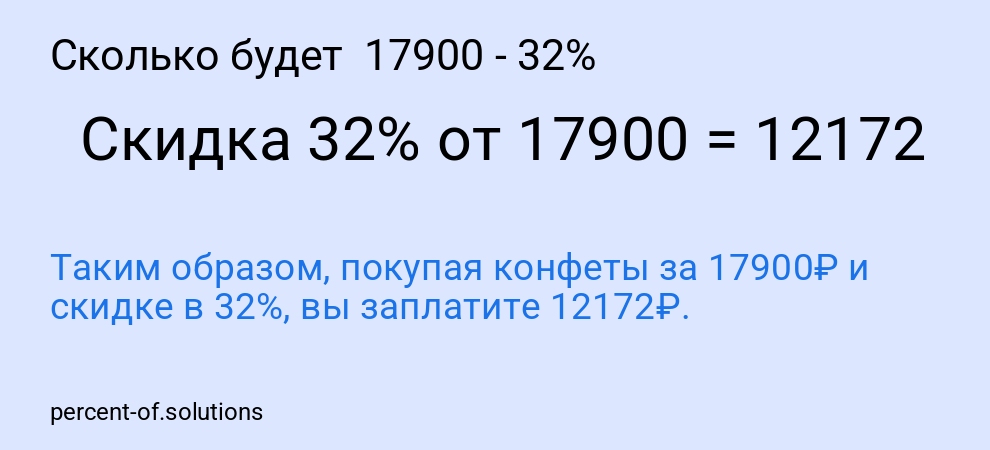 Сколько будет 17900 - 32%