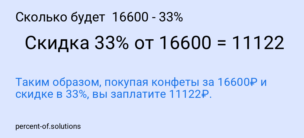 Сколько будет  16600 - 33%
