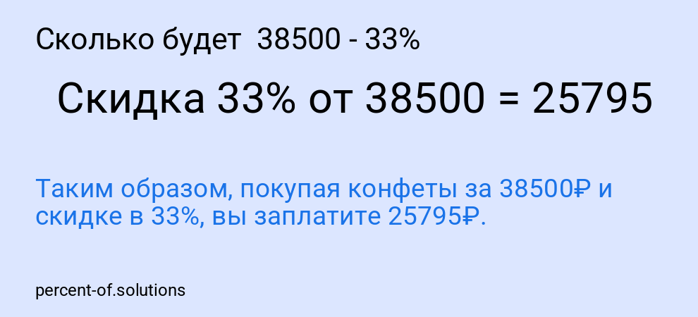 Сколько будет  38500 - 33%