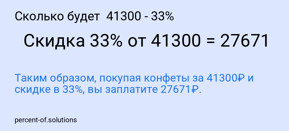 Сколько будет  41300 - 33%
