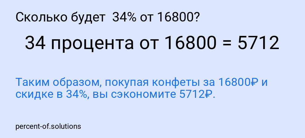 Сколько будет  34% от 16800?