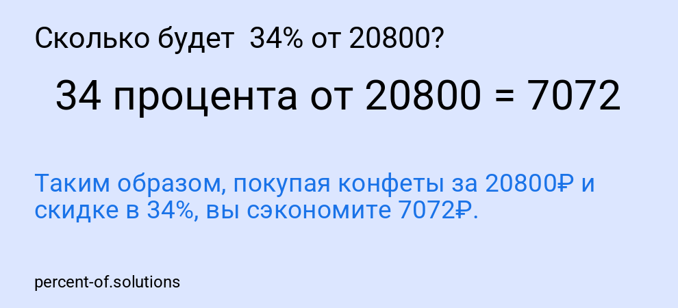 Сколько будет 34% от 20800?