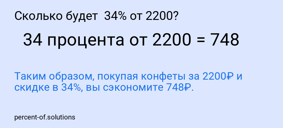 Сколько будет  34% от 2200?