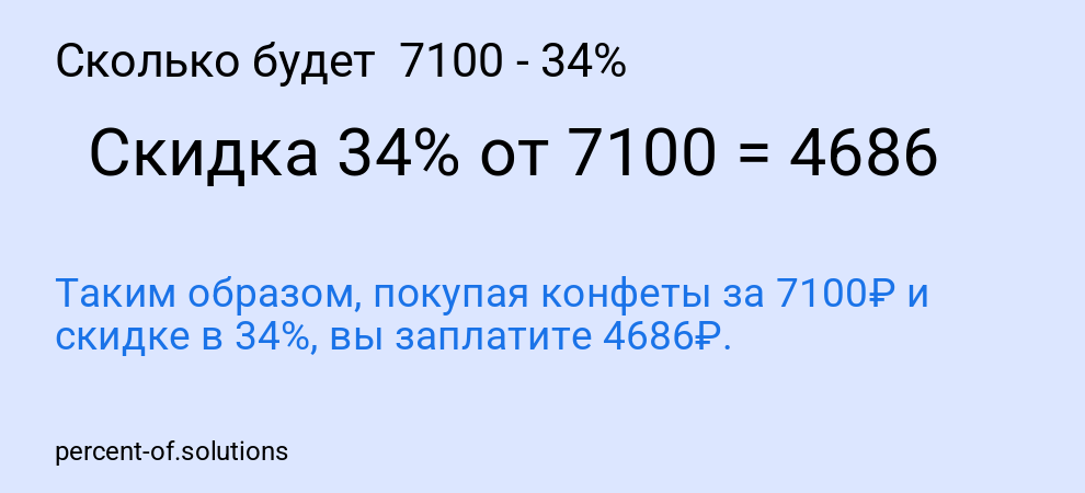 Сколько будет  7100 - 34%