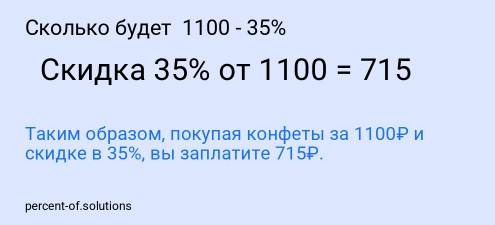 Сколько будет  1100 - 35%