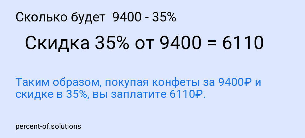 Сколько будет  9400 - 35%