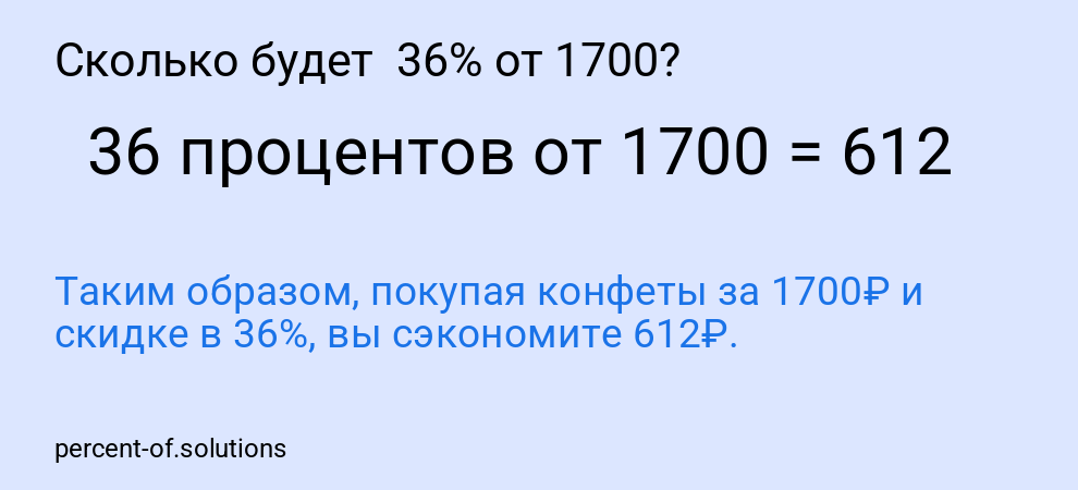 Сколько будет  36% от 1700?