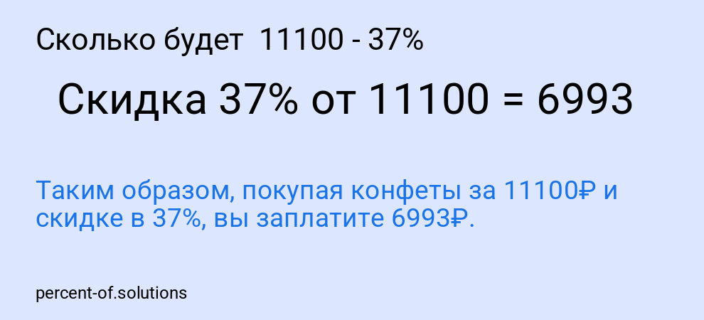 Сколько будет 11100 - 37%