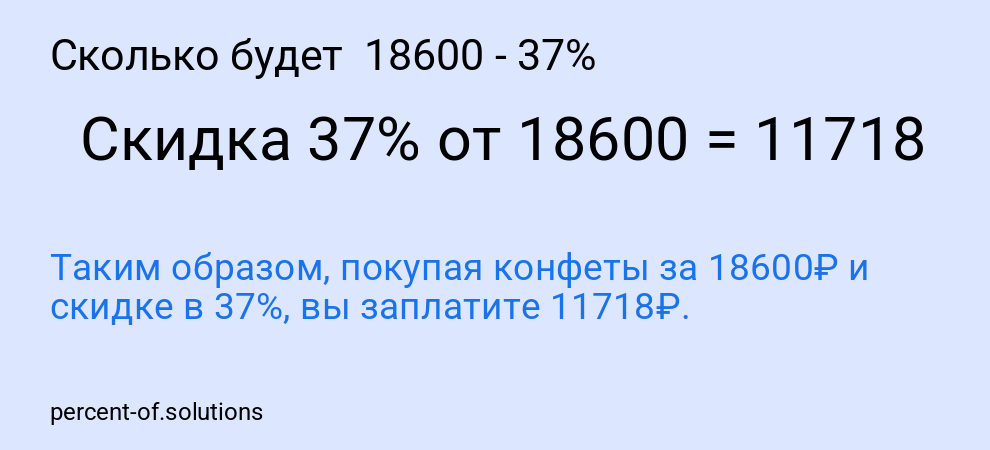 Сколько будет  18600 - 37%