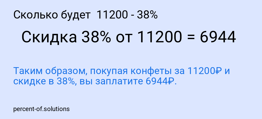 Сколько будет 11200 - 38%