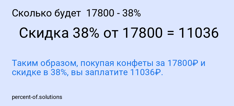 Сколько будет  17800 - 38%