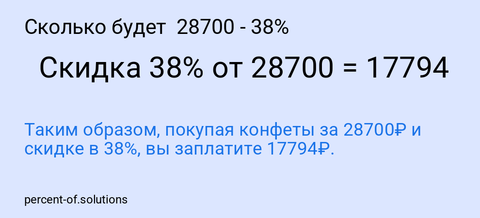 Сколько будет 28700 - 38%