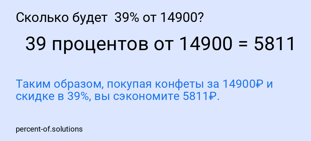 Сколько будет 39% от 14900?
