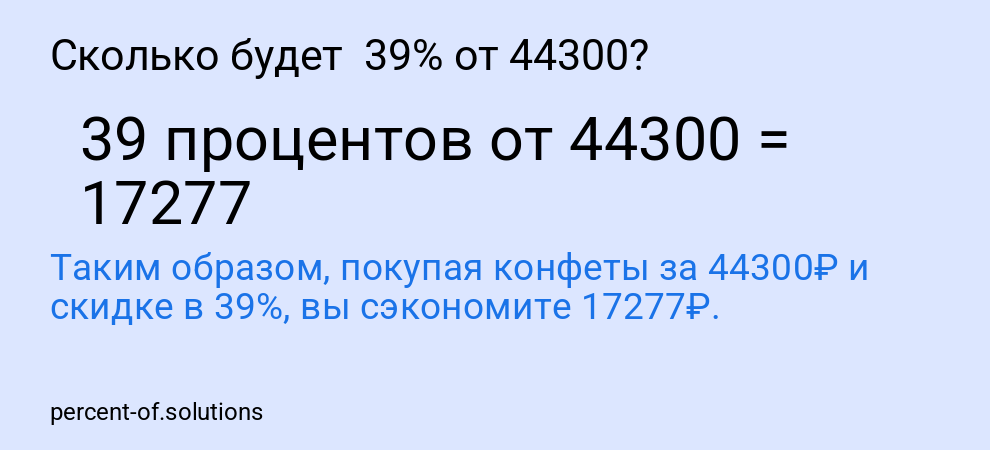 Сколько будет  39% от 44300?
