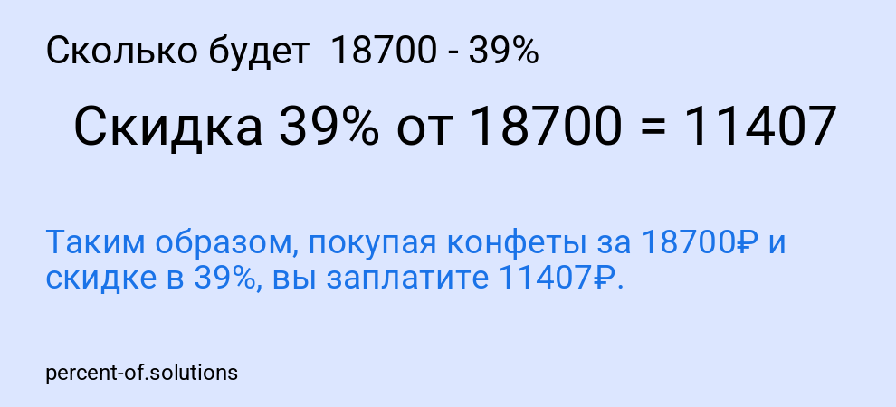 Сколько будет  18700 - 39%