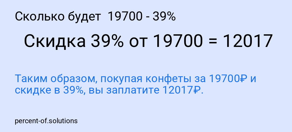 Сколько будет  19700 - 39%