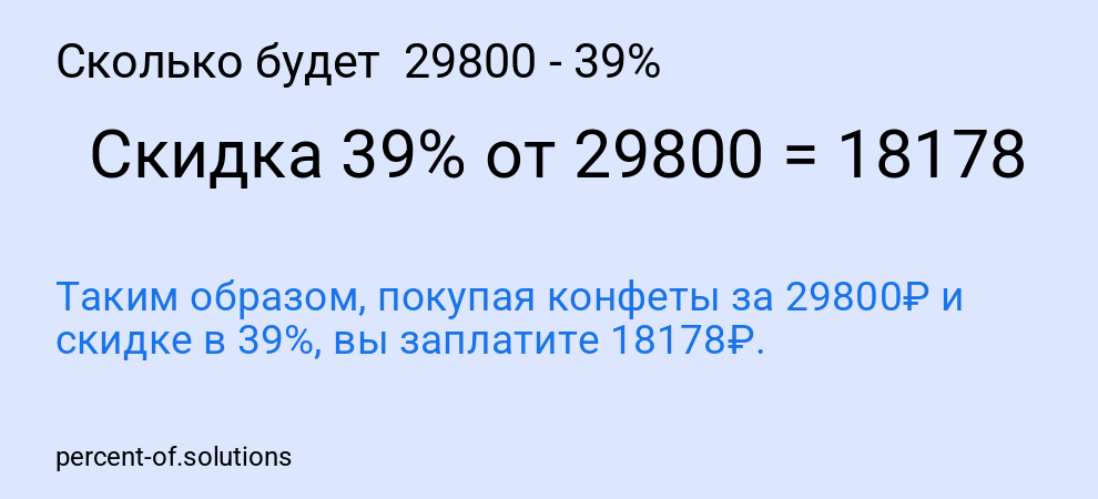 Сколько будет 29800 - 39%
