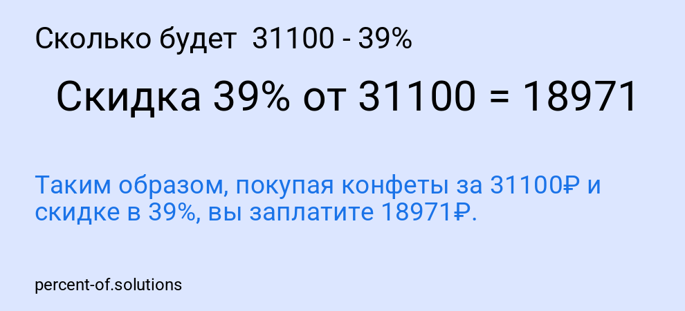 Сколько будет  31100 - 39%