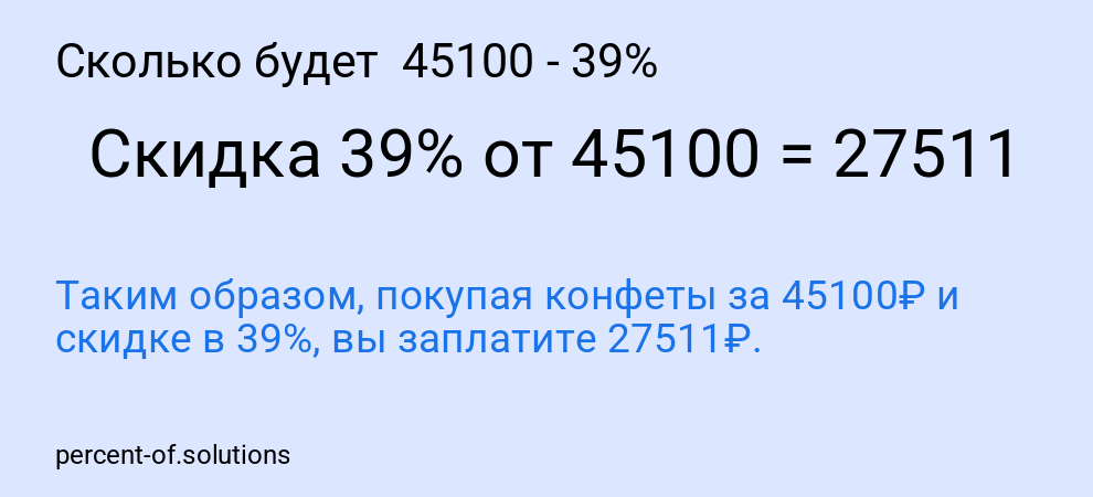 Сколько будет 45100 - 39%