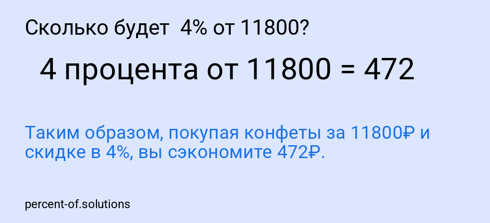 Сколько будет 4% от 11800?