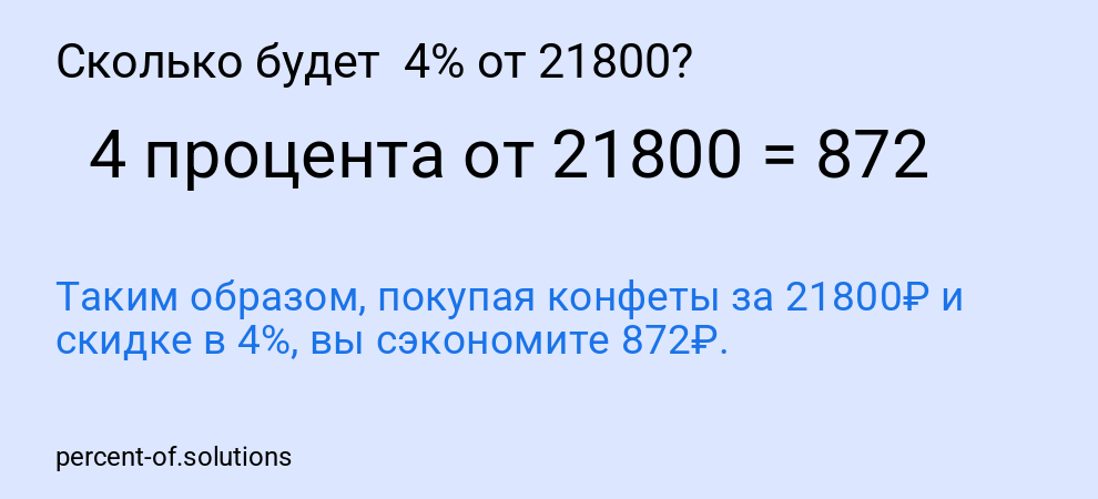 Сколько будет  4% от 21800?