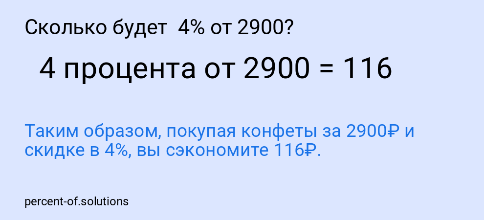 Сколько будет  4% от 2900?