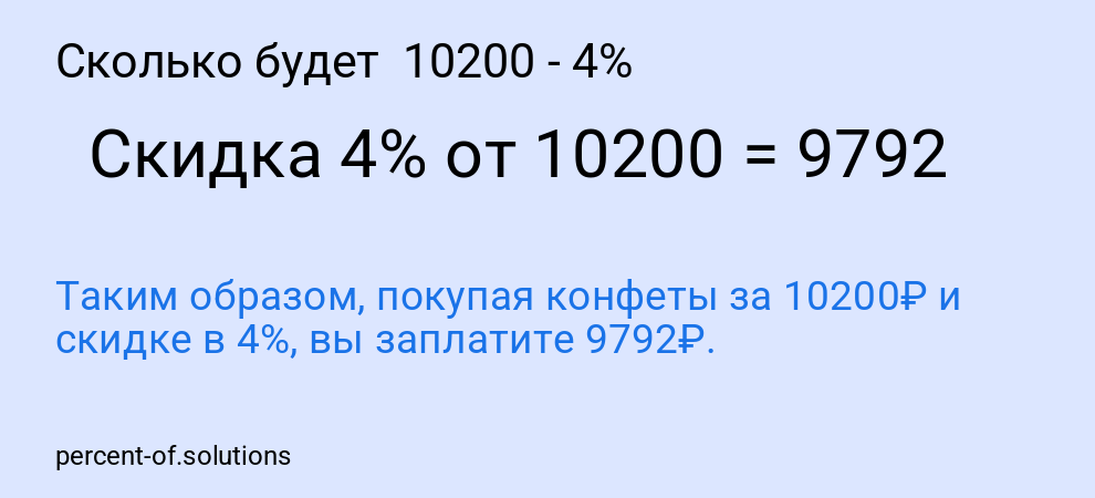 Сколько будет  10200 - 4%