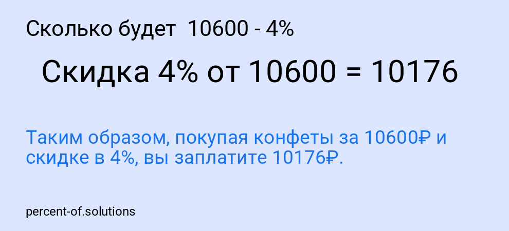 Сколько будет  10600 - 4%