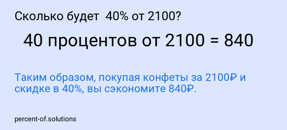 Сколько будет  40% от 2100?