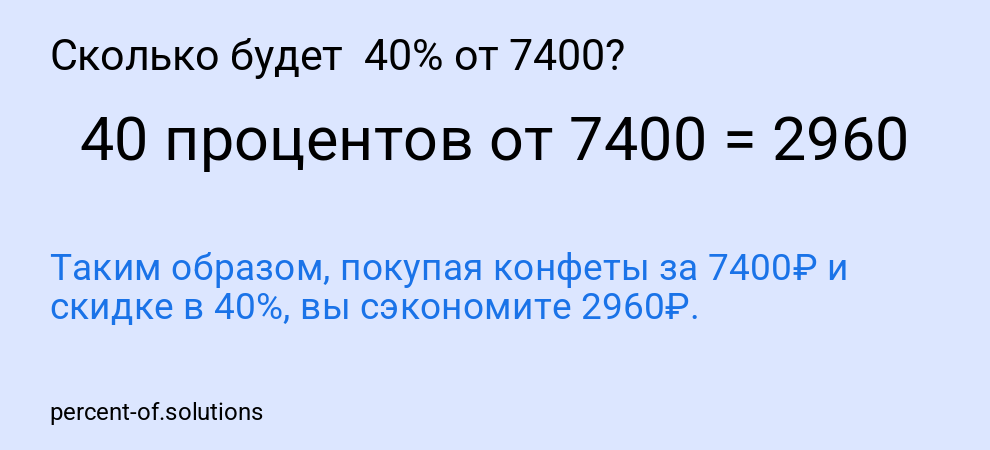 Сколько будет  40% от 7400?